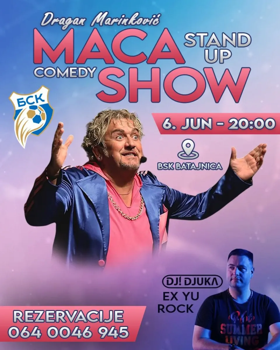 Letnji program u BSK-u počinje uz smeh i muziku: Maca Show i DJ Djuka 6. juna!