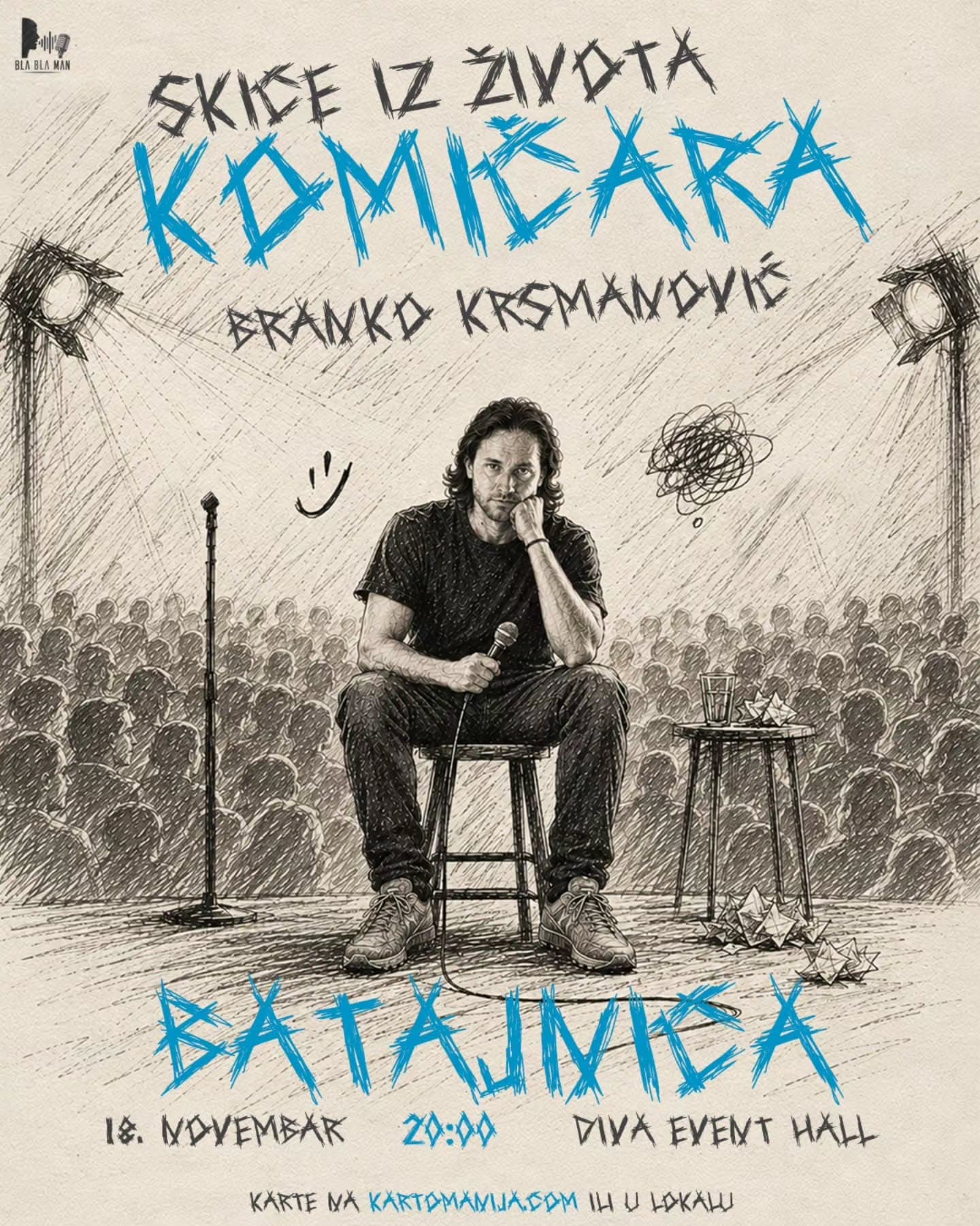 Stand-up veče u Batajnici: Branko Krsmanović sa programom "Skice iz života komičara"